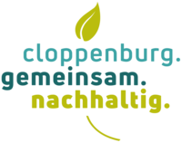 Logo mit dem Text Cloppenburg gemeinsam nachhaltig und einem Blatt