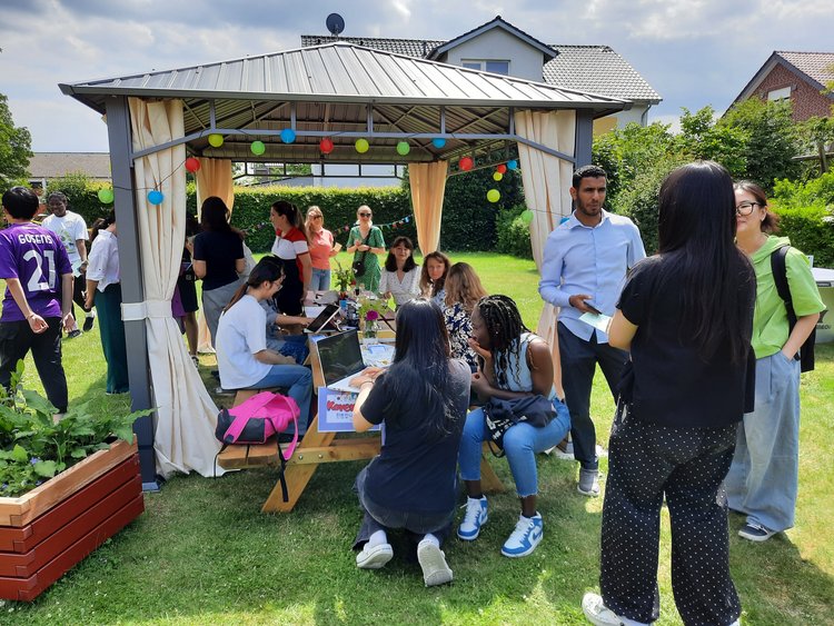 students in the garden