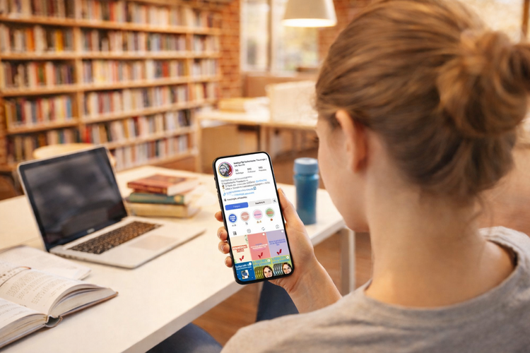 Frau mit Smartphone (KI-generiert)