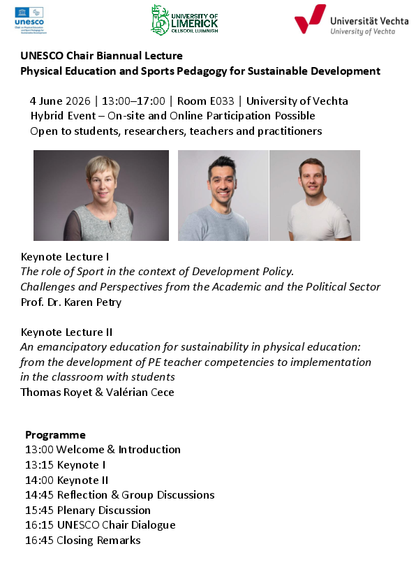 UNESCO Chair Biannual Lecture: Physical Education and Sports Pedagogy for Sustainable Development