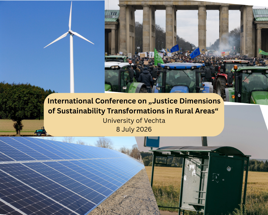 Internationale Tagung „Gerechtigkeitsdimensionen nachhaltigkeitsorientierter Transformationsprozesse in ländlichen Räumen“ an der Universität Vechta, 8. - 9. Juli 2026