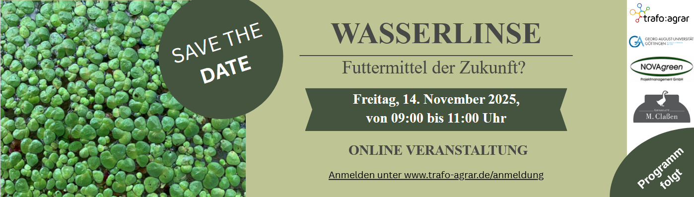 Webinar „Wasserlinse: Futtermittel der Zukunft? – Potenziale und Herausforderungen“ für die Agrar- und Ernährungswirtschaft