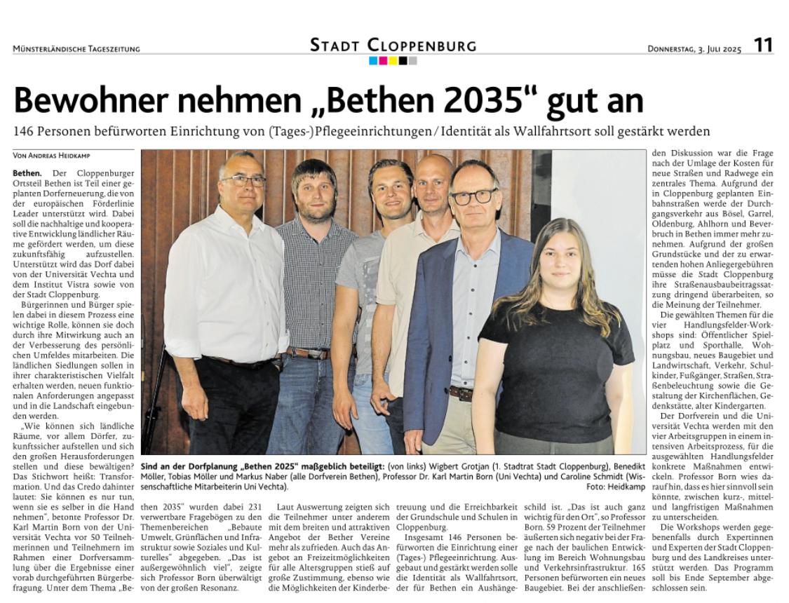 VISTRA-Wissenschaftler berichten auf Dorfversammlung über Befragung zu "Bethen 2035"