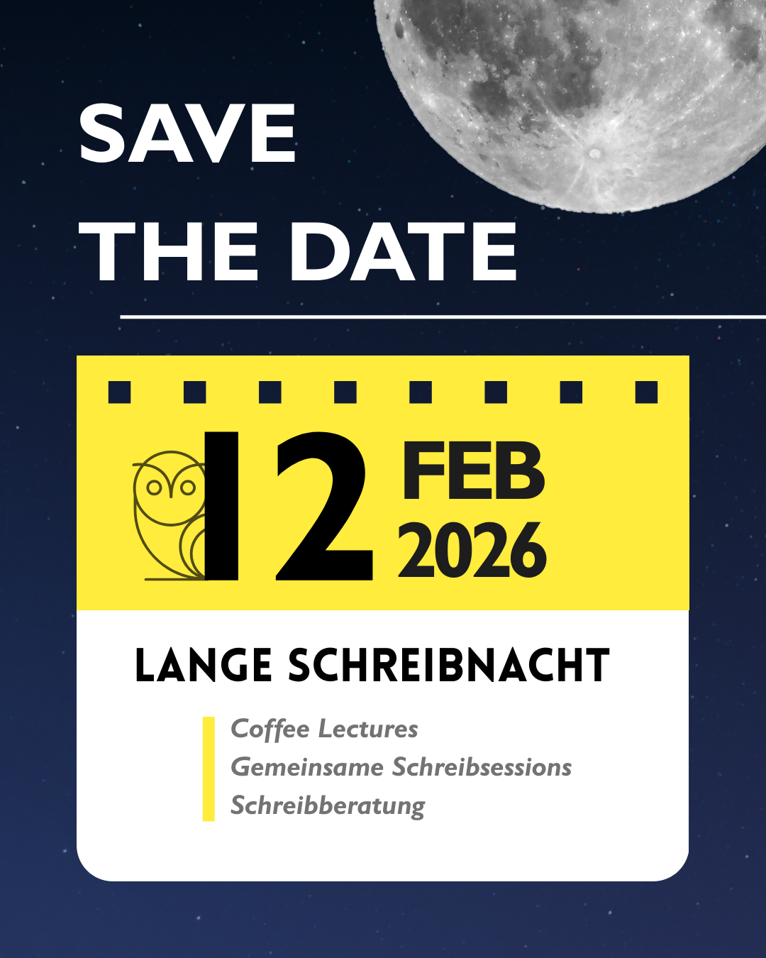 Save the date - Lange Schreibnacht am 12.02.2026